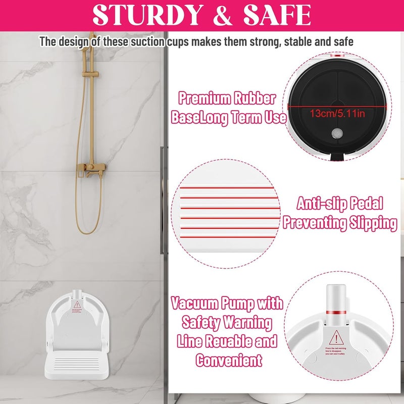 CLIO Foot Rest for Shower to Shave Legs, Foldable Shaving Step for Inside Shower, Suction Cup Shower Foot Rest - Image 3